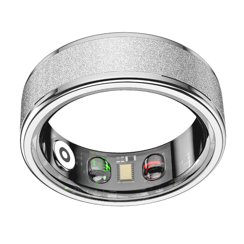 Colmi R10 Smart Ring in silver made of stainless steel with health tracking features, presented by Ovin image 3