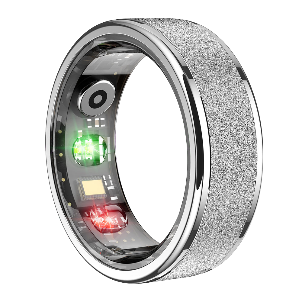 Colmi R10 Smart Ring in silver made of stainless steel with health tracking features, presented by Ovin